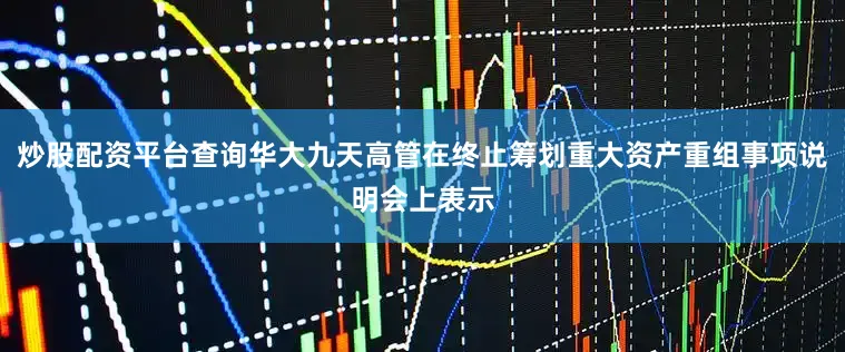 炒股配资平台查询华大九天高管在终止筹划重大资产重组事项说明会上表示